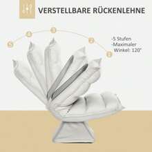 HOMCOM Floor Chair/Sofa With Adjustable Backrest, Swivel/Reclining Meditation Chair For Living Room/Office, Light Grey - Light Grey - View 4