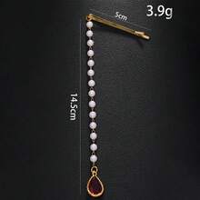 1pc Faux Pearl Teardrop Design Bridal Stage Banquet Forehead Chain, New Style Traditional Maang Tikka Vintage Wedding Crystal Bindi, Headpiece, Hair Jewelry For Valentine's Day Accessories Gift, Bride To Be, Party - Hair Accessories - View 4