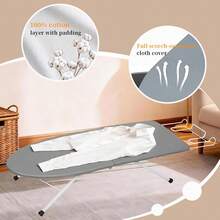 Metal Foldable Tabletop Ironing Board With Iron Rest, Portable Ironing Board Small With Heat Resistant Cotton Cover, Mini Iron Board For Small Space And Travel, 31"X12", Gray - Light Grey - View 2