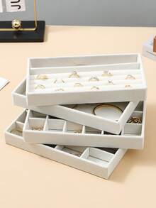 4-Piece Stackable Jewelry Drawer Organizer - Elegant Velvet Material To Display And Protect Your Jewelry Collection - Multicolor - View 10