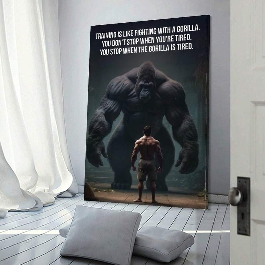1pc Inspirational Fitness Muscle Man Canvas Posters - Modern Wall Arts For Bedroom, Living Room, And Corridor - Ideal Winter Gift - Multicolor - View 1