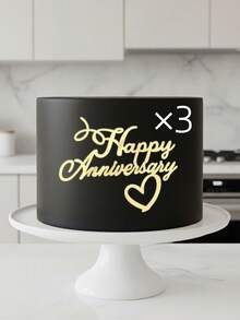 3pcs Birthday Cake Decorative Acrylic Topper Picks, Happy Birthday Gold Glitter Cake Decor, Modern Letter Shape, Creative Baking Supplies, Party Decorations - A - View 10