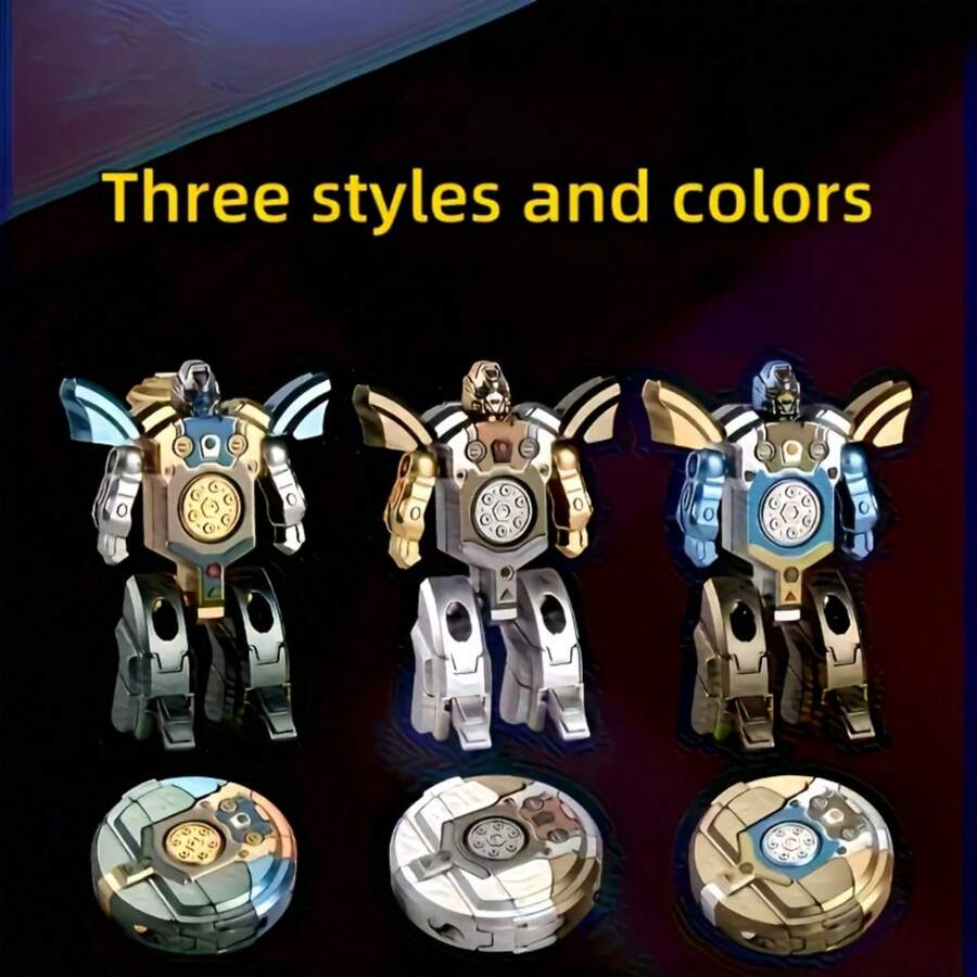 1pc Transformable Finger Spinner, Unisex Sensory Toy, Perfect Party Gift, Fun Transforming Chain Robot Spinner. , Classroom Reward, Creative Spinner, High Quality - Multicolor - View 1