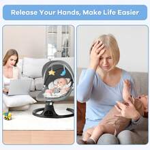 Baby Swing & Bouncer For Newborns, Infant Electric Cradle With Music Speaker, 3 Seat Positions, 10 Lullabies, 5 Speed Settings, Remote Control & Dual Power Supply,Mother's Day Gift - 新灰色 - 查看 6