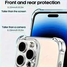 Funda de teléfono a prueba de golpes Funda de teléfono: TPU transparente para modelos de  17, 16, 15, 14, 13, 12, 11 Pro Max, X, Xr, Xs Max, 7, 8 Plus con una cubierta trasera transparente. Funda de Teléfono Ligera, Ajustada y Resistente a Impactos - 1 pieza - Ver 6