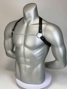 1PC Men's Sexy Leather Strap Charm Sexy Body Decoration Belt Couple Date Party Accessories Suitable For Teen Summer Casual Outdoor Athletic Or Vacation Travel Or Graduation Gifts Or Birthday Dress Accessories Or Daily Wear - Black - View 2