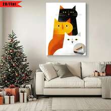 1 Pieza Decoración de Pared Minimalista - Tablero de Patrón de Gato Apilado de Tres Capas, Tono Neutro Moderno Adecuado para Sala de Estar, Dormitorio, con Gancho Colgante y Marco Envuelto, Regalo de Vacaciones para Parejas, Diseño Plano 2D, Decoración de Habitación Perfecta - Multicolor - Ver 1