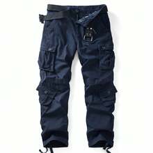 AKARMY Men's Casual Cargo Pants  Combat Work Pants With 8 Pockets(No Belt) - 藏蓝色 - 查看 12