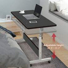 Rolling Desk Adjustable Height,Portable Laptop Desks,Small Standing Desk With Wheels For Home Office - Black - View 6