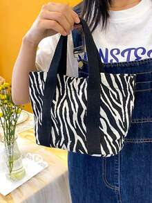 Fashion Leopard Fabric Bag Large Capacity Portable Simple Shoulder Bag Simple Crossbody Bag A Pack - Black and White - View 6