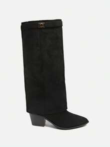 Wide Leg Pants & Pointed Toe Tall Boots For Women, New 2025 Summer Western Cowboy Boots - Black - View 4