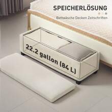 Storage Bench, Upholstered Bench With Corduroy Look, Storage Chest With Steel Legs, Storage Bench For Living Room, Bedroom, Entryway, 112 X 42 X 40 Cm, Beige - Apricot - View 6