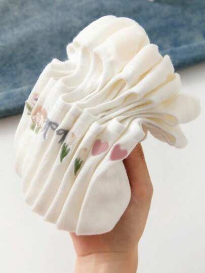 4/5双装女士纯色罗纹踝部衬里短款隐形袜，薄款防滑隐形船袜，四季皆宜