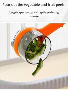 Pelador multifunción con caja de almacenamiento - Pelador de frutas y verduras de plástico resistente, apto para zanahorias, patatas y otros productos. Equipado con caja de almacenamiento, diseño higiénico, ideal para uso doméstico y comercial (aplicable a diversas verduras) - Multicolor - Ver 5