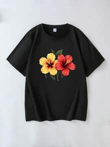 【时尚T恤】休闲时尚创意印花T恤，女士短袖上衣，适合夏季度假、节日、新年、情人节、母亲节、毕业季、返校、毕业典礼、教师节、夏季亲友聚会等场合。适合日常穿着、外出、节日、海滩、派对、上学、参加音乐节、度假等各种场合。