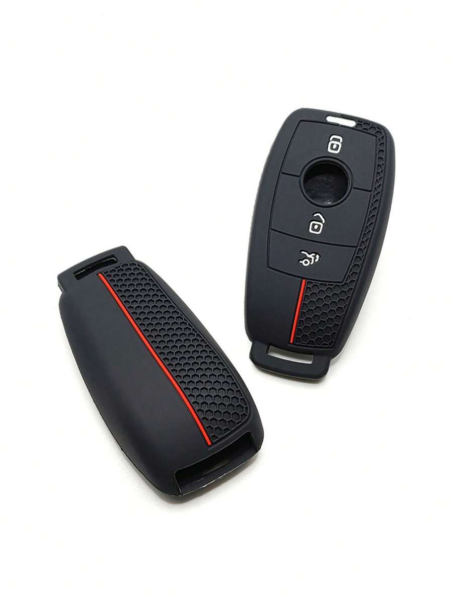 Silicone Key Fob Cover, Shockproof Case For Mercedes-Benz E300L, GLA200, C180L, A200, C260L, GLC - Black - View 1