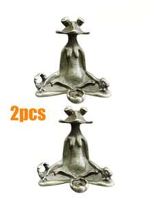 1/2pcs Exquisite Metal Kung Fu Frog Incense Holder, Meditation Frog Figurine With Lotus Leaf Base, Alloy Material, Suitable For Yoga, Meditation, Sleep And Rest, Perfect Desktop Decor, Meditation Accessory, Yoga Decor, Decorative Statue, Elegant Design, Durable Material, Desktop Ornament, Incense Burner, For Meditation Enthusiasts And Yoga Practitioners