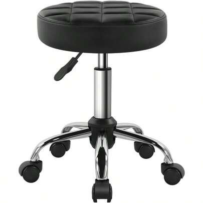 Black Classic Swivel Stool With Wheel For Salon Work Home SPA Shop Height-Adjustable And Cost-Effective Rolling Stool Chair Small