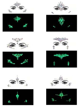 Self-Adhesive Luminous Face Stickers For Facial Jewelry, Wedding Parties, Music And Festivals,Valentine Day
