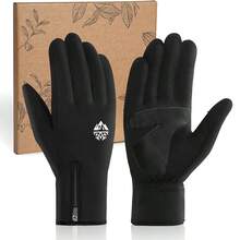 Gants d'hiver imperméables pour hommes et femmes, chauds pour la course, le cyclisme, le ski, convenant aux temps froids, fabriqués dans un matériau chaud et coupe-vent avec des doigts compatibles écran tactile pour la conduite et le surf des neiges - Noir - Voir 8