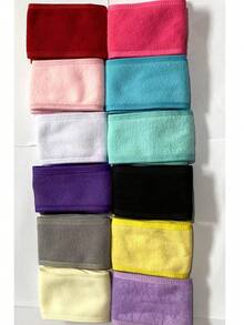 Bandeau ajustable de couleur unie antidérapant, convenant pour le SPA, les soins du visage, le maquillage, le yoga, le bain, les accessoires de maquillage pour femmes. Bandeau torsadé à couronne élevée en éponge avec bracelet-serviette, bandeau en velours nuageux, bouton décoratif pour le visage et les cheveux des femmes pour la salle de bain à la maison, décoration d'automne, bandeau de rentrée scolaire - Multicolore - Voir 5