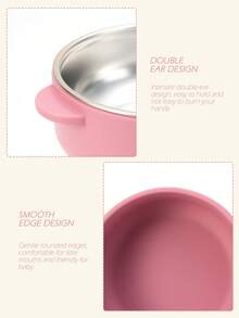 1pc Print On Demand Baby Silicone Bowl With Removable Stainless Steel Inner Bowl And Suction Base, Baby Led Weaning Supplies - Multicolor - View 8