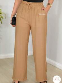 Duna Fabric Wide-Leg Pants - Chocolate - View 3