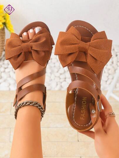 Sandalias planas con decoración de lazo para mujer, elegantes, de moda, cómodas y versátiles, sandalias casuales con para mujer, sandalias planas sencillas y llamativas para uso en exteriores, playa y fiestas, tallas grandes