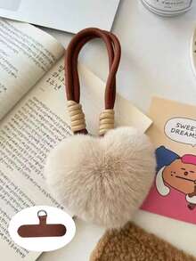 1 件蓬松心形吊坠，可旋转手机挂绳，包包挂饰，钥匙扣，适用于一般手机 - 彩色 - 查看 20