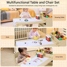 Kids Art Table & Chairs Set Toddler Drawing Desk With Paper Roll & Storage Bins - Yellow - View 7