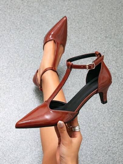 Giày sandal cao gót mũi nhọn kiểu Pháp, thanh lịch, kết hợp phong cách châu Âu và Mỹ, gót mỏng, hở gót, đa năng dành cho nữ, phù hợp cho đám cưới, tiệc tùng, màu đỏ tía.