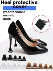 5 Sets High Heel Protectors, Wear-Resistant Quiet Heel Caps, Replacement Accessories For Thin Heels, Black Versatile - One Size Fits All - View 2