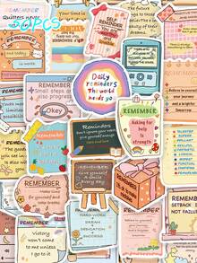 50张励志英文卡通趣味精美贴纸，自粘式，可用于桌面、手机壳、笔记本等。 - 彩色 - 查看 2