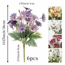 6pcs/Set 14.7 Inch Artificial Daisy Flower Bouquet - Realistic Texture Flowers, Faux Daisy Floral Decor, Suitable For Home, Garden, Patio, Porch, Dining Table Center, Vase Decoration, Artificial Plant Floral Decor - Multicolor - View 12