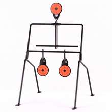 1个金属射击靶，自复位旋转式3靶，适用于户外练习，可用于弹弓、狩猎、投石机练习。包含组装工具。靶面厚度2毫米，底座稳固，配有4个地钉。 - Three Target - 查看 4