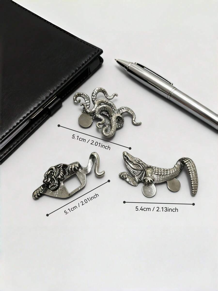 金属鳄鱼、海怪、老虎图案口袋巾，适合搭配西装，男士礼物，圣诞礼物，情人节礼物/父亲节礼物