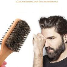 1pc Natural Wooden Hair Brush | Black Bristles + Ergonomic Handle Design | Scalp Massage & Hair Smoothing, Suitable For Daily Grooming & Home Use - Multicolor - View 2