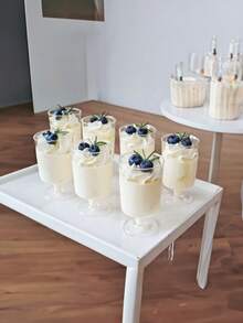 10 Stücke transparente Dessertbecher mit Ständern - geeignet für Eis, Kuchen, Mousse, Pudding, Obst, Vorspeisen, ideal für Zuhause, Schulanfang, Muttertag, Partys - Verschiedenfarbig - Übersicht 2