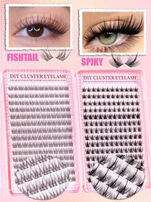 336pcs/Set False Eyelashes Kit, D-Curl, 8-16mm Mixed Length, DIY Fake Lashes Set, Natural & Realistic, Thick & Long-Lasting. Includes Glue, Sealer, And Tweezers, Suitable For Beginners To Use At Home Or Outdoor, Applicable For Daily Life, Parties, Music Festivals, Etc. Eyelash Set, False Eyelashes. - 黑色 - 查看 2