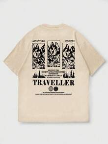 Zrgoth 3pcs/Set Men's Casual Versatile English Slogan & Nature Landscape Graphic Print Short Sleeve T-Shirts - Multicolor - View 6