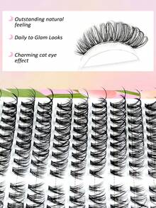 Asiteo 252pcs D-Curl 30D Cat Eye Cluster Eyelash Extensions, Bulu Mata Palsu Tampilan Alami yang Memanjang di Sudut Luar, Lembut dan Ringan, Dapat Digunakan Kembali - D - View 6