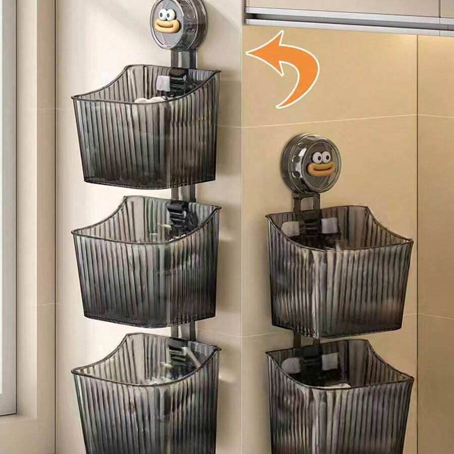 3pcs Wall Mounted Storage Baskets, Suitable For Kitchen, Bathroom, Shower Area, Space-Saving Organizer Bins For Herbs, Spices, Toiletries - Multicolor - View 1