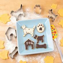 5pcs Dog Shaped Cookie Cutter Set, DIY Baking Cookie Cutters And Candy Molds, Cute Dog Design Baking Accessories For Home Baking - Silver - View 5