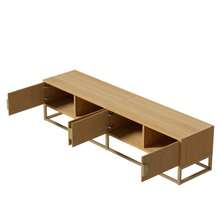 180cm TV Unit With Wood Grain Finish – Modern Dining Room Furniture, 4 Doors, Semicircular Handles - Wood Color - View 10