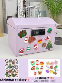 1pc Electronic Lock Safe Box With Password, Size: 7 X 5.5 X 5.1 Inches, Can Be Used As Cash Box For Convenient Saving, 3 Color Options, Fun Gift, Password Gift Box, Comes With 3D Stickers, Safe Budget And Saving Solution - Multicolor - View 14