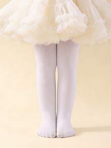1 chiếc quần tất mỏng, co giãn cao, màu trắng dành cho bé gái, thích hợp mặc hàng ngày và khiêu vũ, phù hợp mọi mùa. - trắng - Xem 4