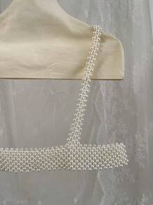 Elegant Women Pearl Decor Waist Belt, Vintage Autumn/Winter Fashion Sweater Accessory Chain, Suitable For Jacket And Dress - White - View 4