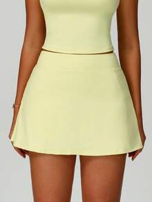MASKERT Tennis Skirt "Women's Sports Half Skirt Tennis Golf Skirt Outdoor Sports Half Skirt Anti Glare Sportswear Comfortable And Skin Friendly - Màu vàng - Xem 3