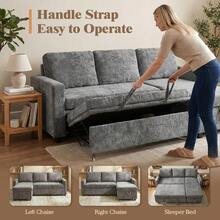 Advwin Sectional Sofa Couch W/ Pull Out Bed L Shaped Reversible Sleeper Sofa Bed W/ Storage Chaise Grey - Grey - View 4