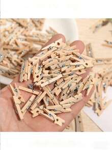 100pcs Photo Clips For Wedding, Birthday, Party; Colorful Wooden Memo Clips; DIY Photo Wall Decor, Suitable For Home And Bedroom; Ideal For Displaying Handicrafts, Hanging Decorative Paintings And Postcards; 2.5cm - Multicolor - View 3